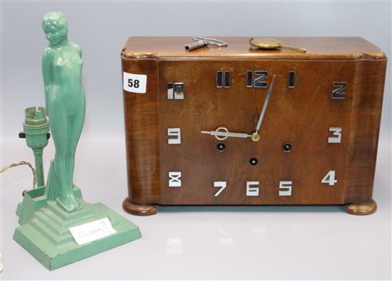 Art deco figure & clock